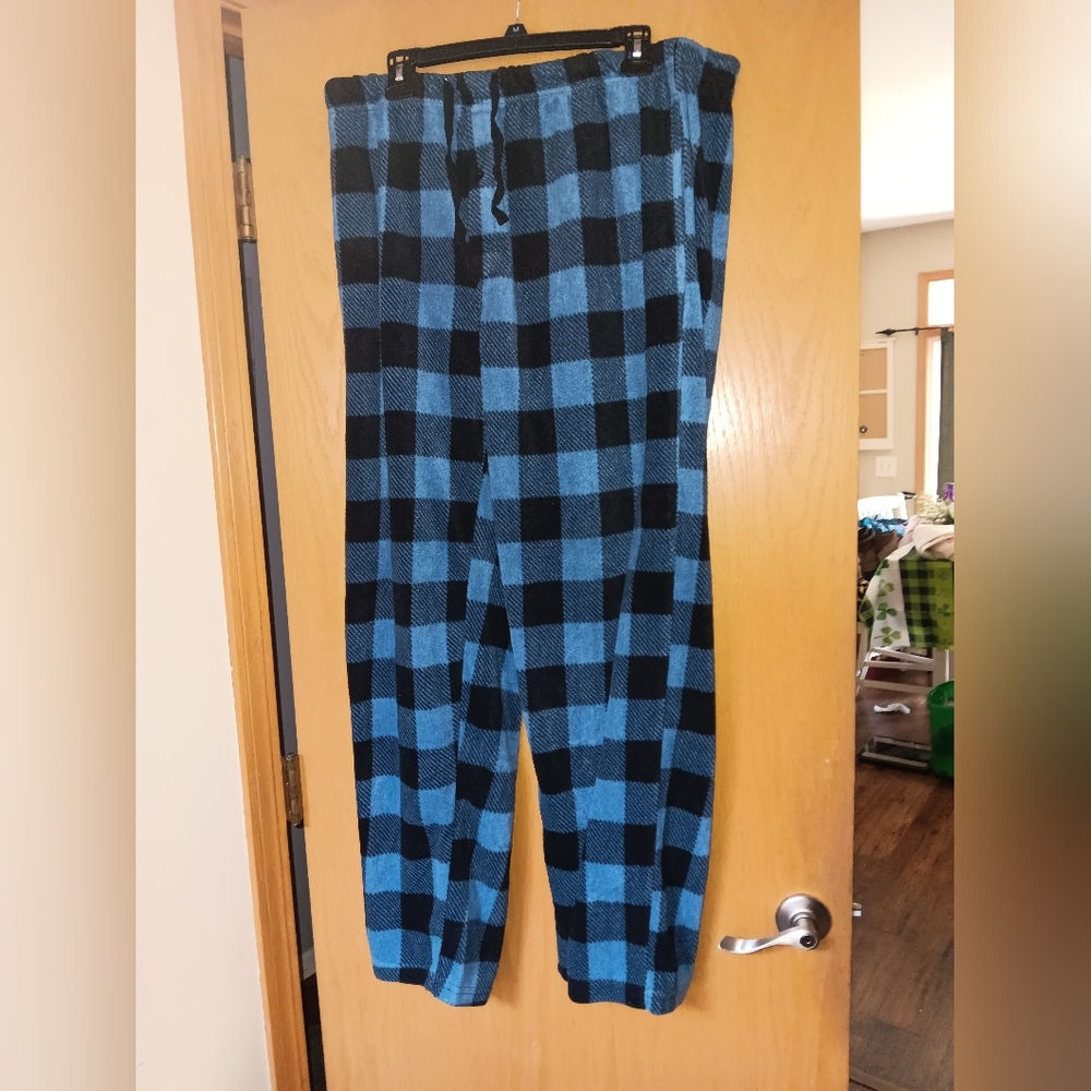 Men's Size 2XL, DG HILL Blue and Black Check Lounge Pants